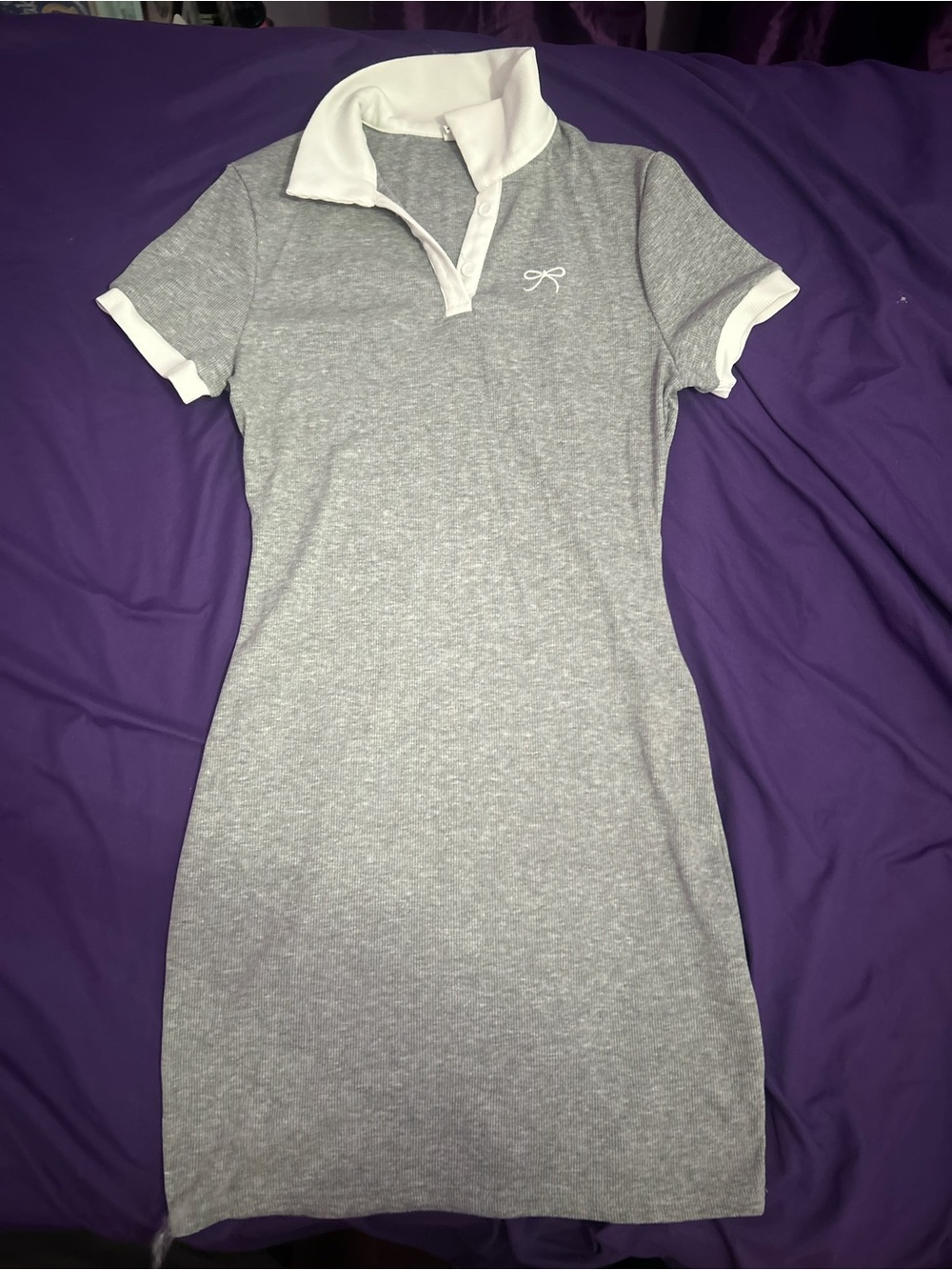 SHEIN Gray and White Polo Mini Dress